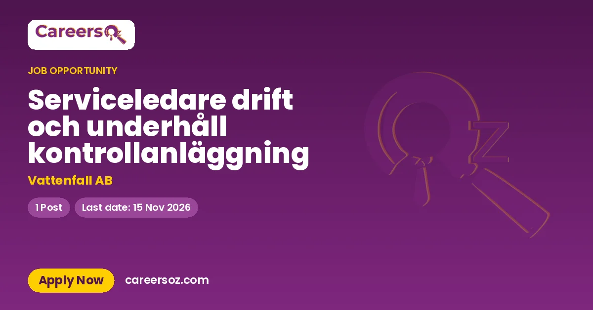 Serviceledare drift och underhåll kontrollanläggning – Vattenfall AB