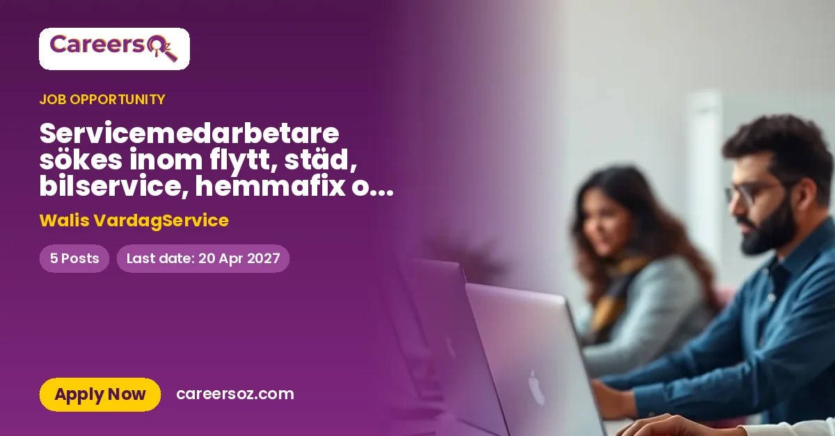 Servicemedarbetare sökes inom flytt, städ, bilservice, hemmafix och IT – Walis VardagService