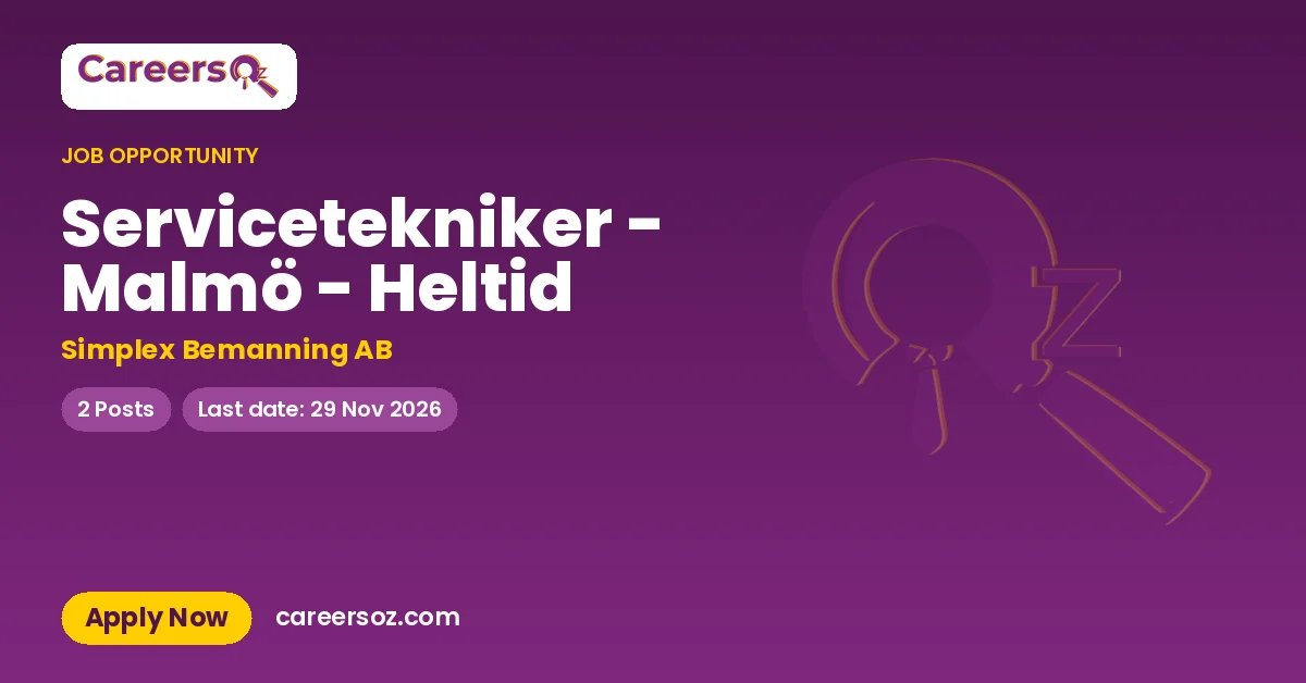 Servicetekniker - Malmö - Heltid – Simplex Bemanning AB