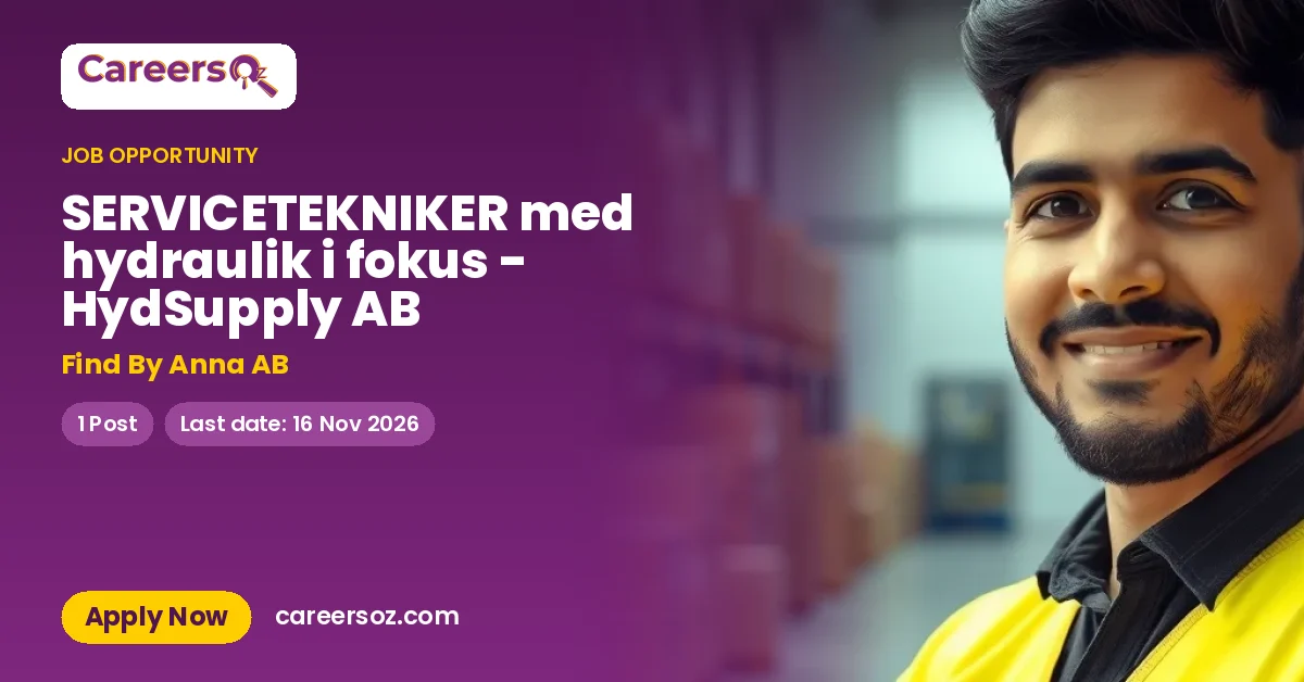 SERVICETEKNIKER med hydraulik i fokus - HydSupply AB – Find By Anna AB