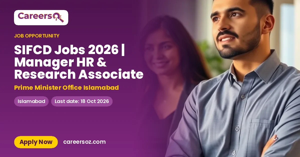 SIFCD Jobs 2026 | Manager HR & Research Associate – Prime Minister Office Islamabad