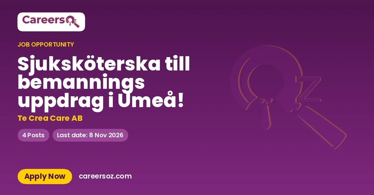 Sjuksköterska till bemannings uppdrag i Umeå! – Te Crea Care AB