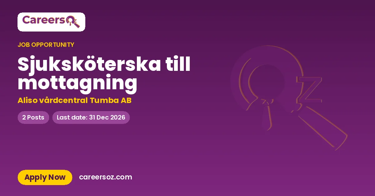 Sjuksköterska till mottagning – Aliso vårdcentral Tumba AB