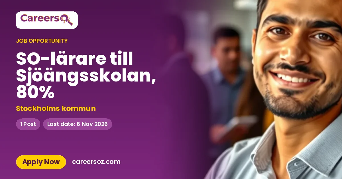 SO-lärare till Sjöängsskolan, 80% – Stockholms kommun