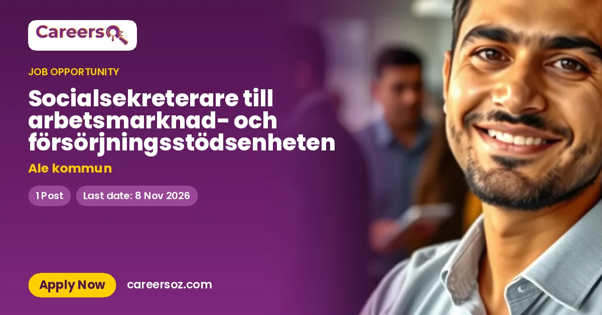 Socialsekreterare till arbetsmarknad- och försörjningsstödsenheten – Ale kommun