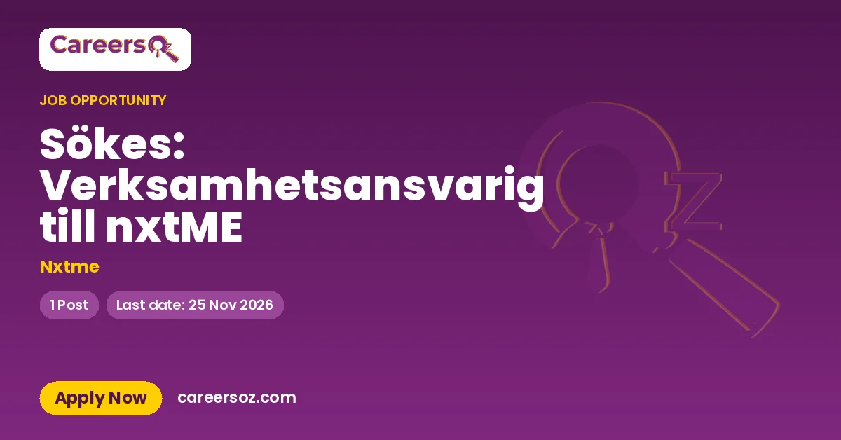 Sökes: Verksamhetsansvarig till nxtME – Nxtme