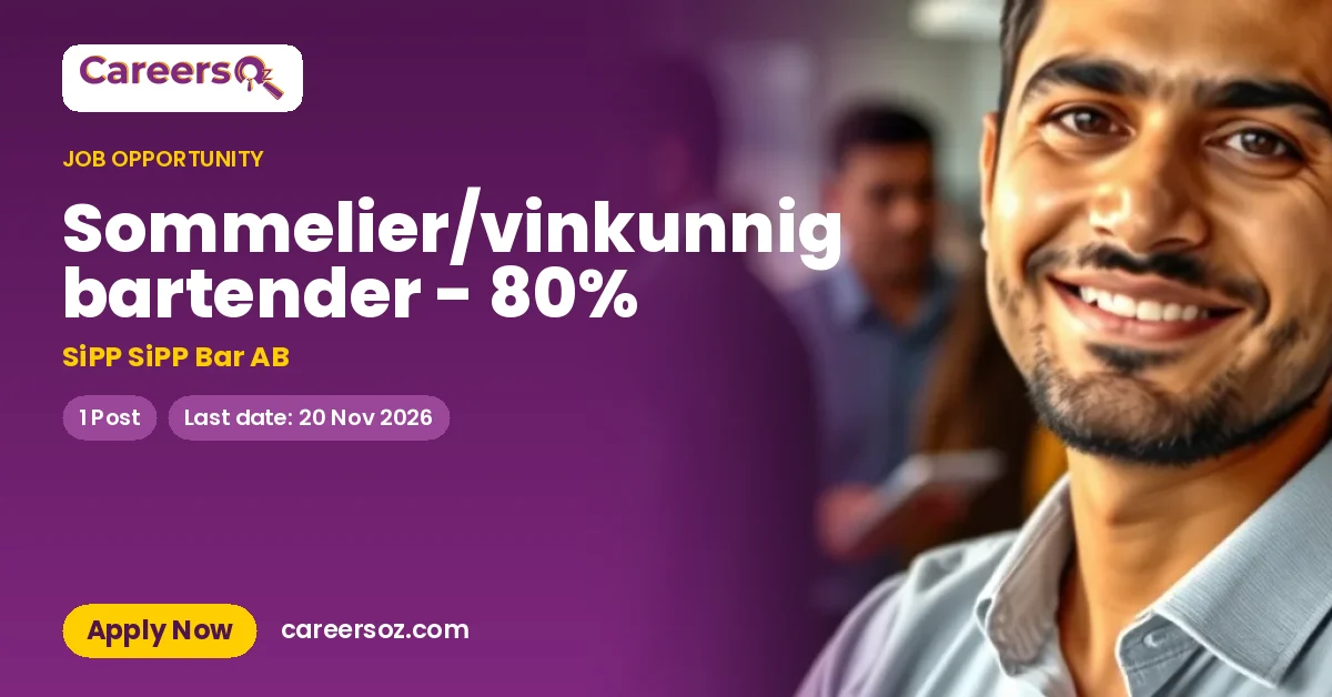Sommelier/vinkunnig bartender - 80% – SiPP SiPP Bar AB