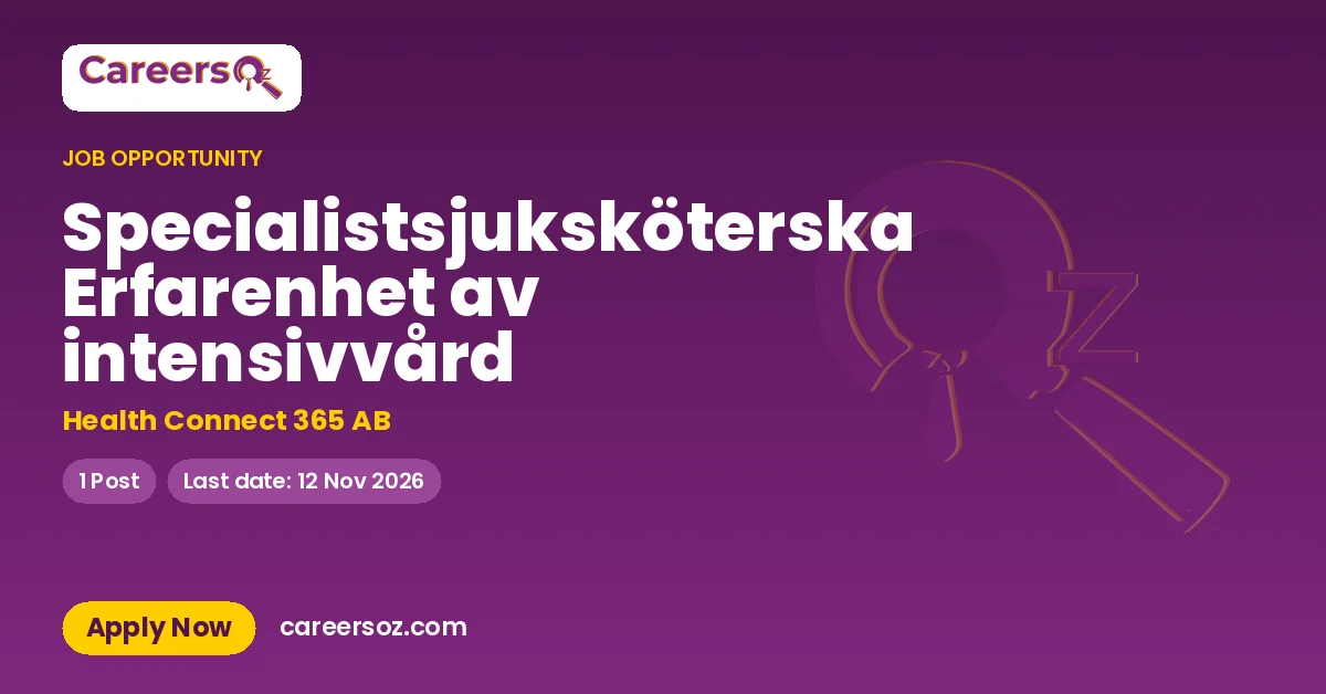 Specialistsjuksköterska Erfarenhet av intensivvård – Health Connect 365 AB