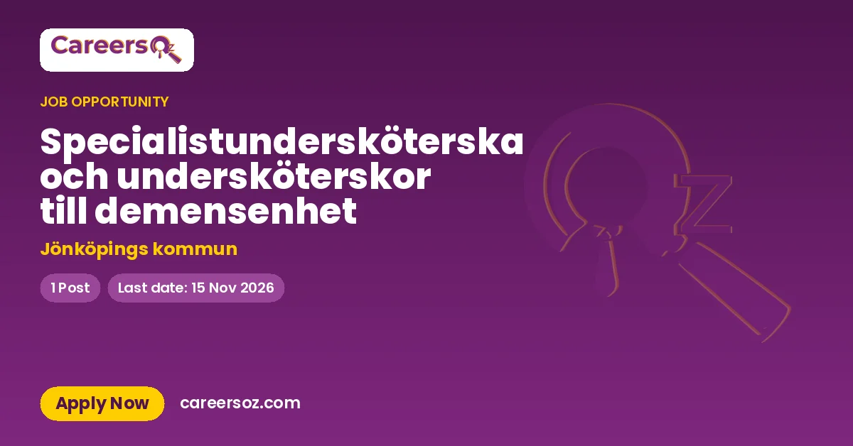 Specialistundersköterska och undersköterskor till demensenhet – Jönköpings kommun