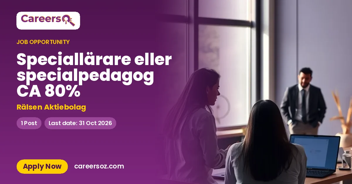 Speciallärare eller specialpedagog CA 80% – Rälsen Aktiebolag