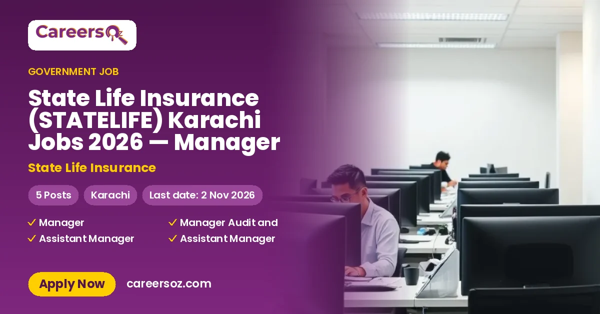 State Life Insurance (STATELIFE) Karachi Jobs 2026 — Manager – State Life Insurance