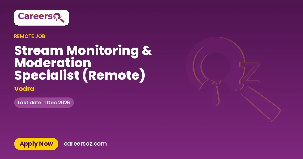 Stream Monitoring & Moderation Specialist (Remote) – Vodra