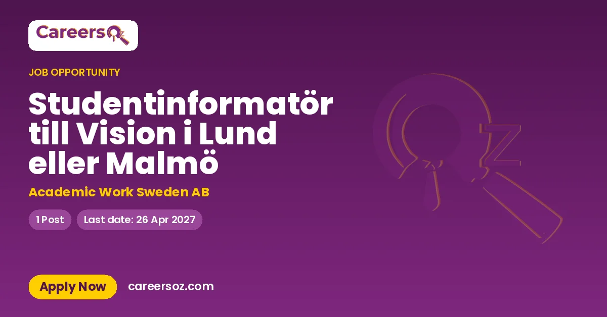 Studentinformatör till Vision i Lund eller Malmö – Academic Work Sweden AB