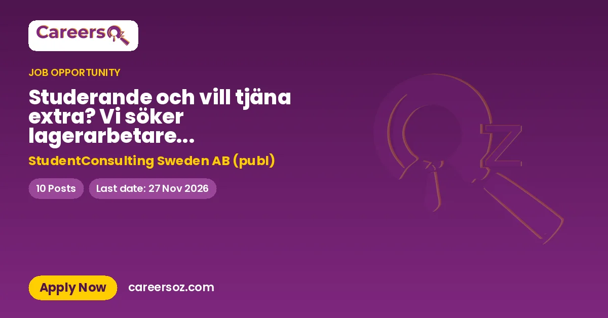 Studerande och vill tjäna extra? Vi söker lagerarbetare i Helsingborg! – StudentConsulting Sweden AB (publ)