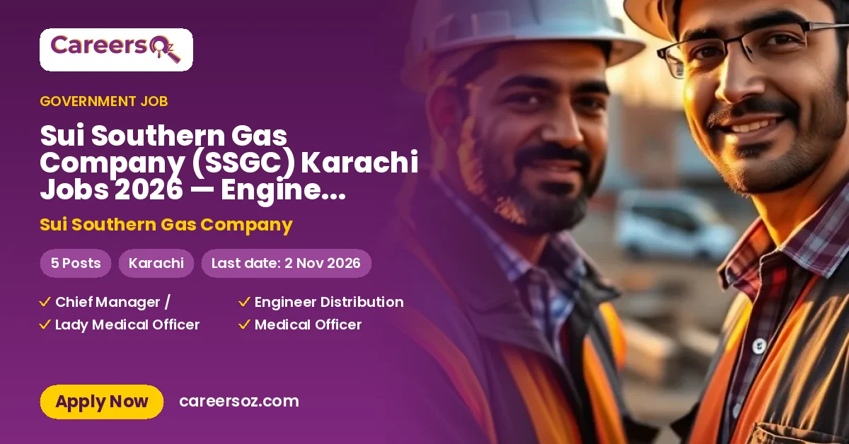 Sui Southern Gas Company (SSGC) Karachi Jobs 2026 — Engineer Distribution (Balochistan), Engineer Distribution (Sindh) & 2 More Posts – Sui Southern Gas Company