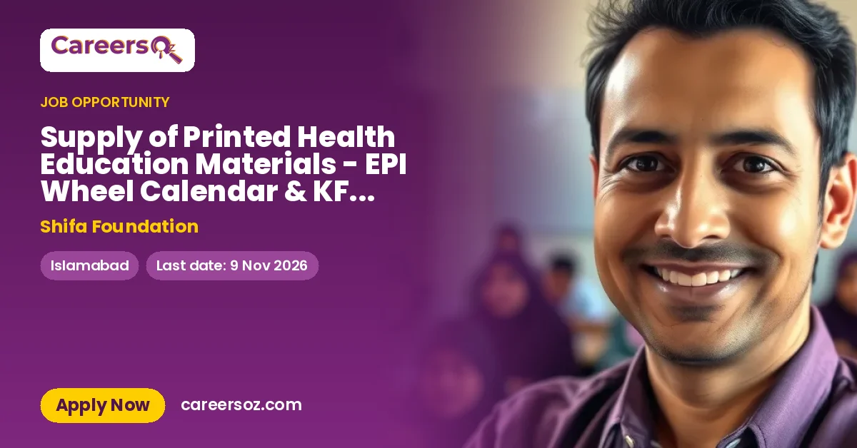 Supply of Printed Health Education Materials - EPI Wheel Calendar & KFCP Booklet (Tender SF-ISD-KAR-046) – Shifa Foundation
