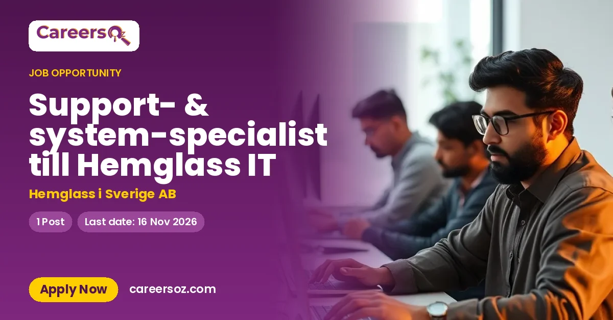 Support- & system-specialist till Hemglass IT – Hemglass i Sverige AB