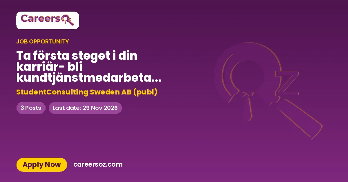 Ta första steget i din karriär- bli kundtjänstmedarbetare hos Bredband2! – StudentConsulting Sweden AB (publ)