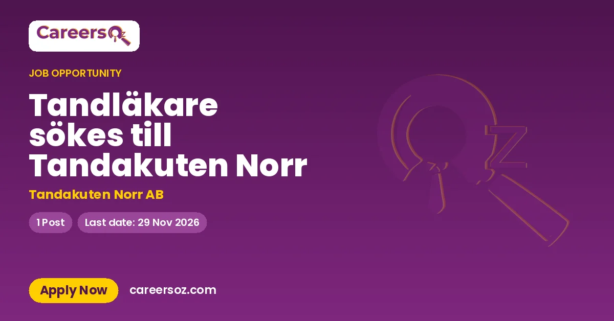 Tandläkare sökes till Tandakuten Norr – Tandakuten Norr AB