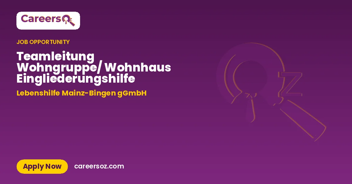Teamleitung Wohngruppe/ Wohnhaus Eingliederungshilfe – Lebenshilfe Mainz-Bingen gGmbH