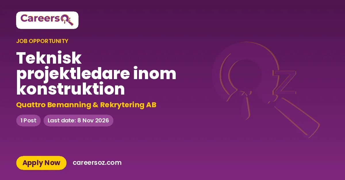 Teknisk projektledare inom konstruktion – Quattro Bemanning & Rekrytering AB