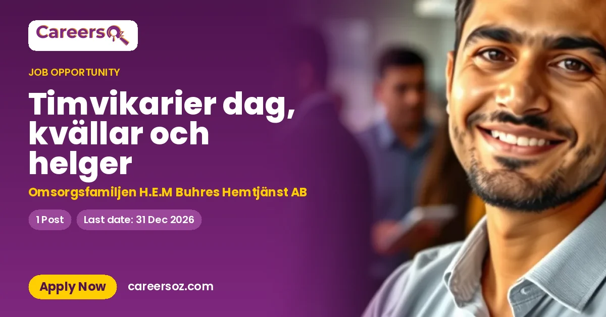 Timvikarier dag, kvällar och helger – Omsorgsfamiljen H.E.M Buhres Hemtjänst AB