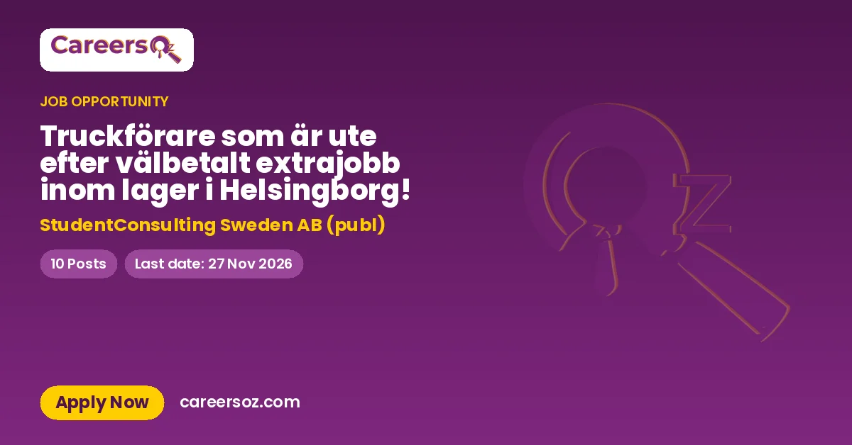 Truckförare som är ute efter välbetalt extrajobb inom lager i Helsingborg! – StudentConsulting Sweden AB (publ)