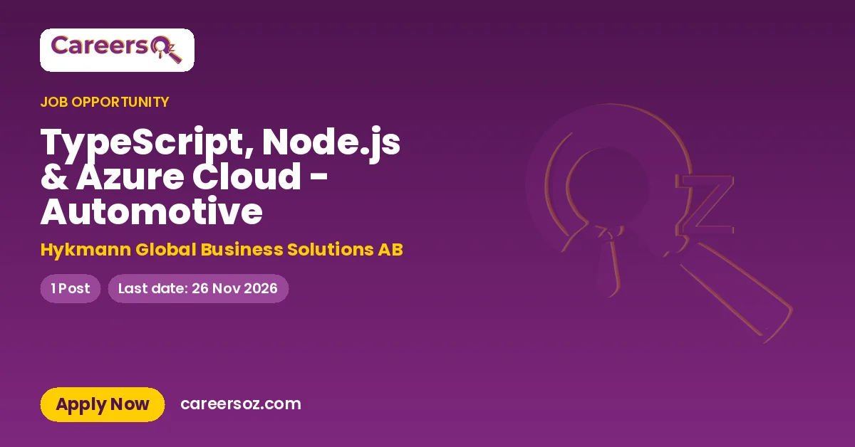 TypeScript, Node.js & Azure Cloud - Automotive – Hykmann Global Business Solutions AB