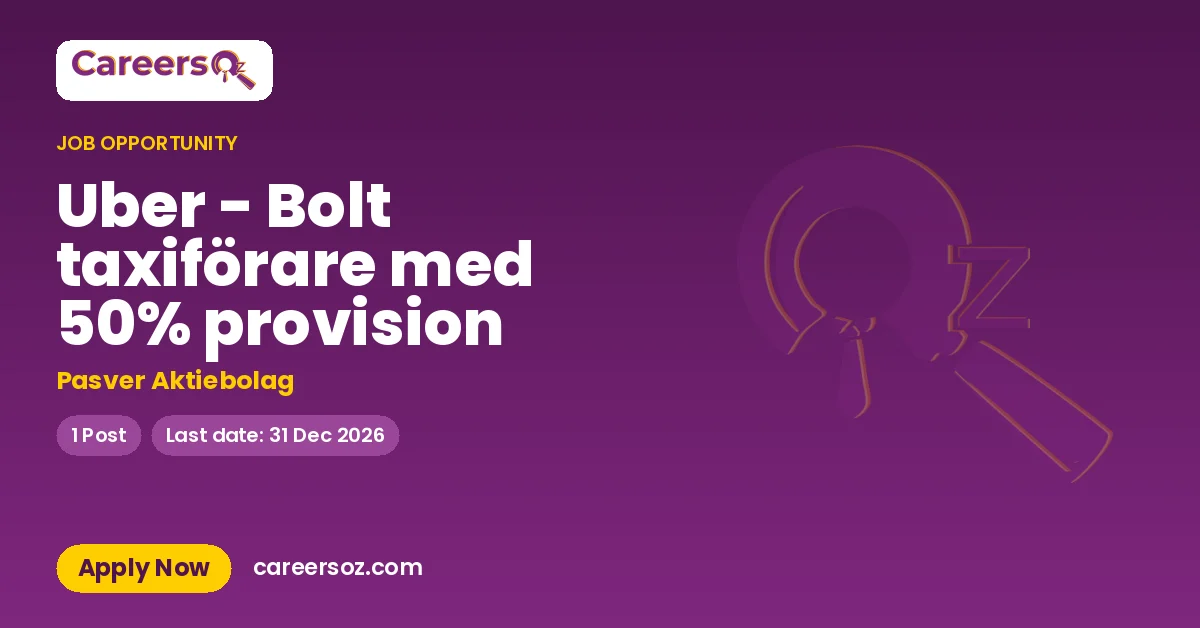 Uber - Bolt taxiförare med 50% provision – Pasver Aktiebolag