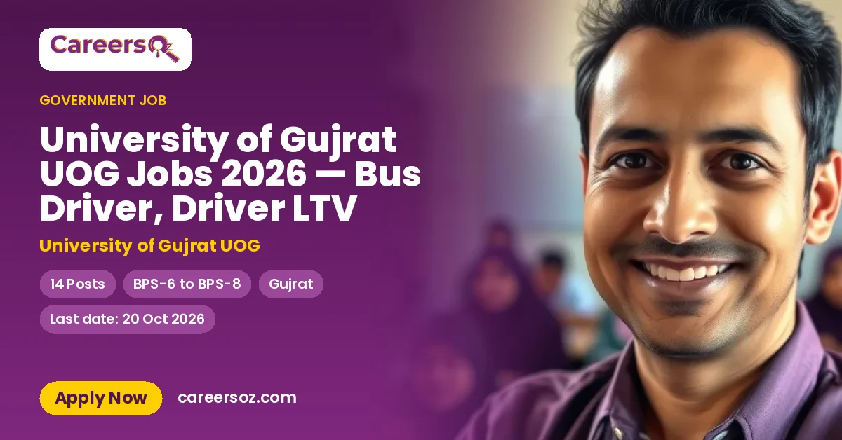 University of Gujrat UOG Jobs 2026 — Bus Driver, Driver LTV – University of Gujrat UOG