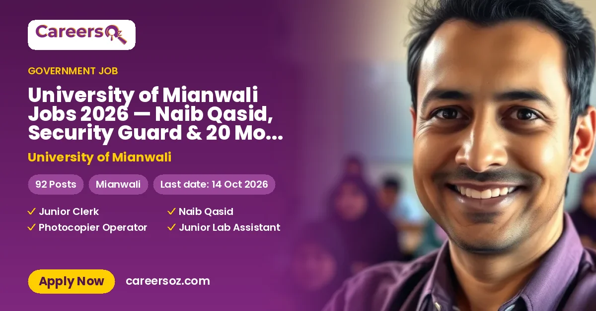 University of Mianwali Jobs 2026 — Naib Qasid, Security Guard & 20 More Posts | Walk-in Interview – University of Mianwali