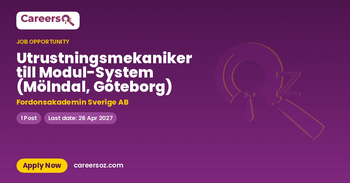 Utrustningsmekaniker till Modul-System (Mölndal, Göteborg) – Fordonsakademin Sverige AB