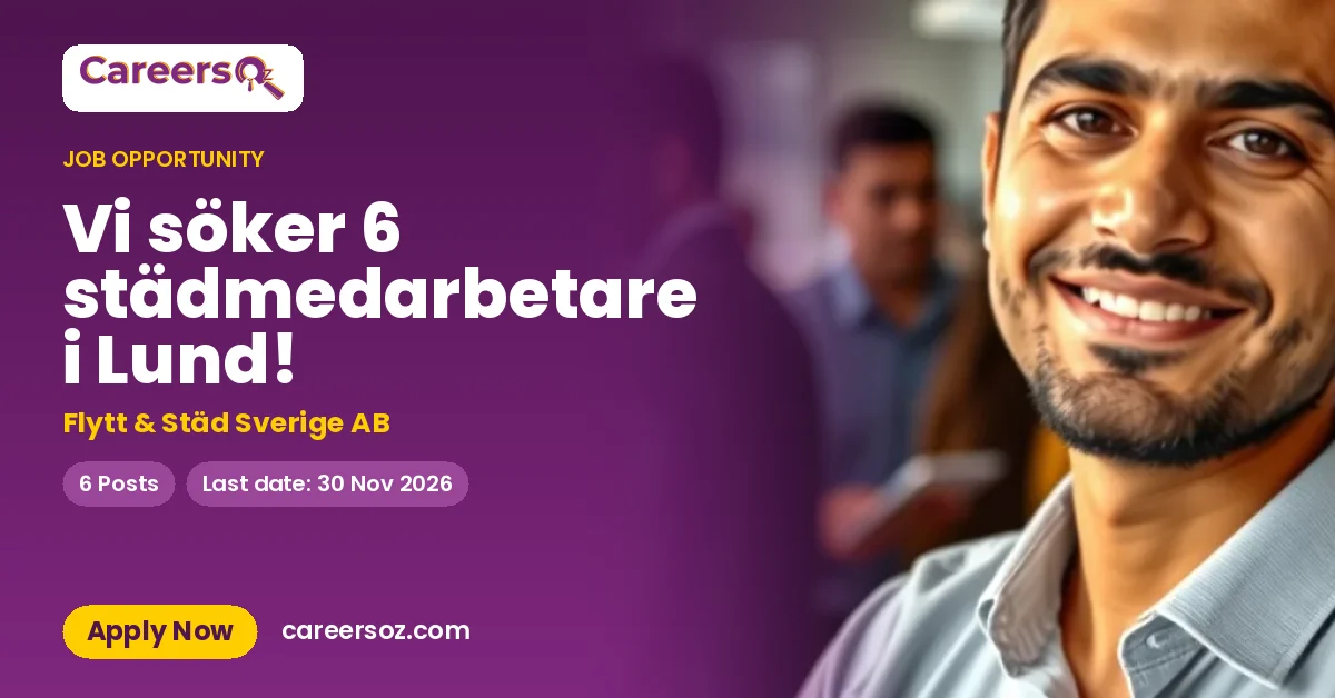 Vi söker 6 städmedarbetare i Lund! – Flytt & Städ Sverige AB