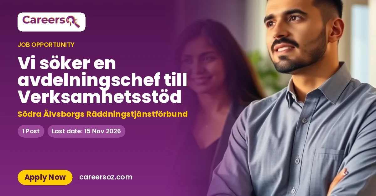 Vi söker en avdelningschef till Verksamhetsstöd – Södra Älvsborgs Räddningstjänstförbund