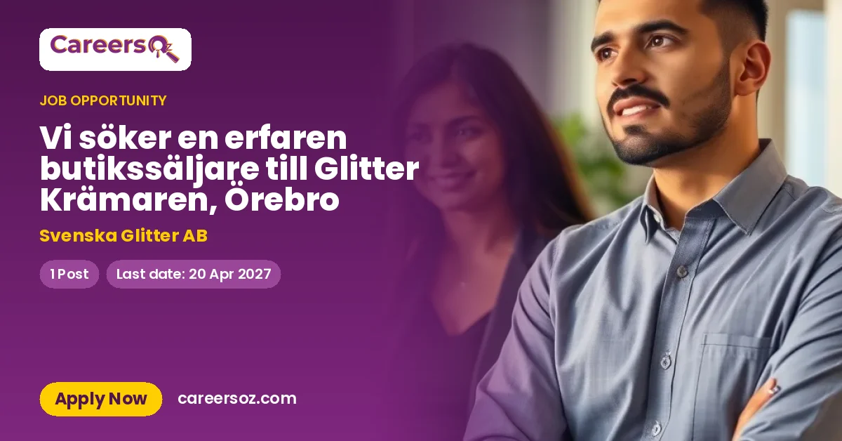 Vi söker en erfaren butikssäljare till Glitter Krämaren, Örebro – Svenska Glitter AB