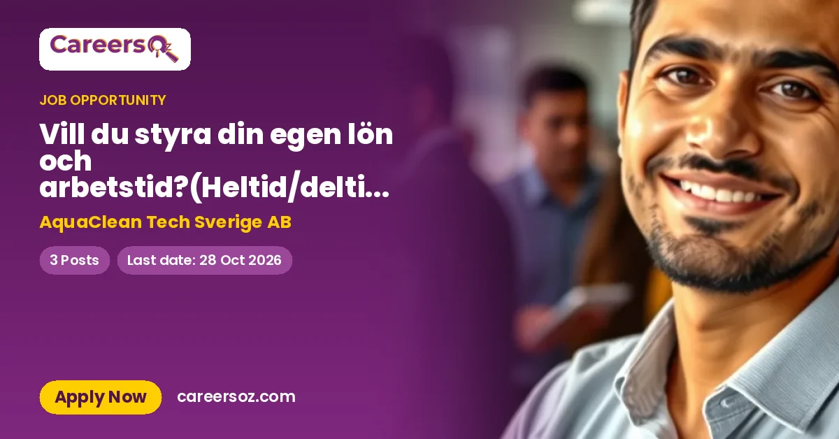 Vill du styra din egen lön och arbetstid?(Heltid/deltid) 27450:-+provision! – AquaClean Tech Sverige AB