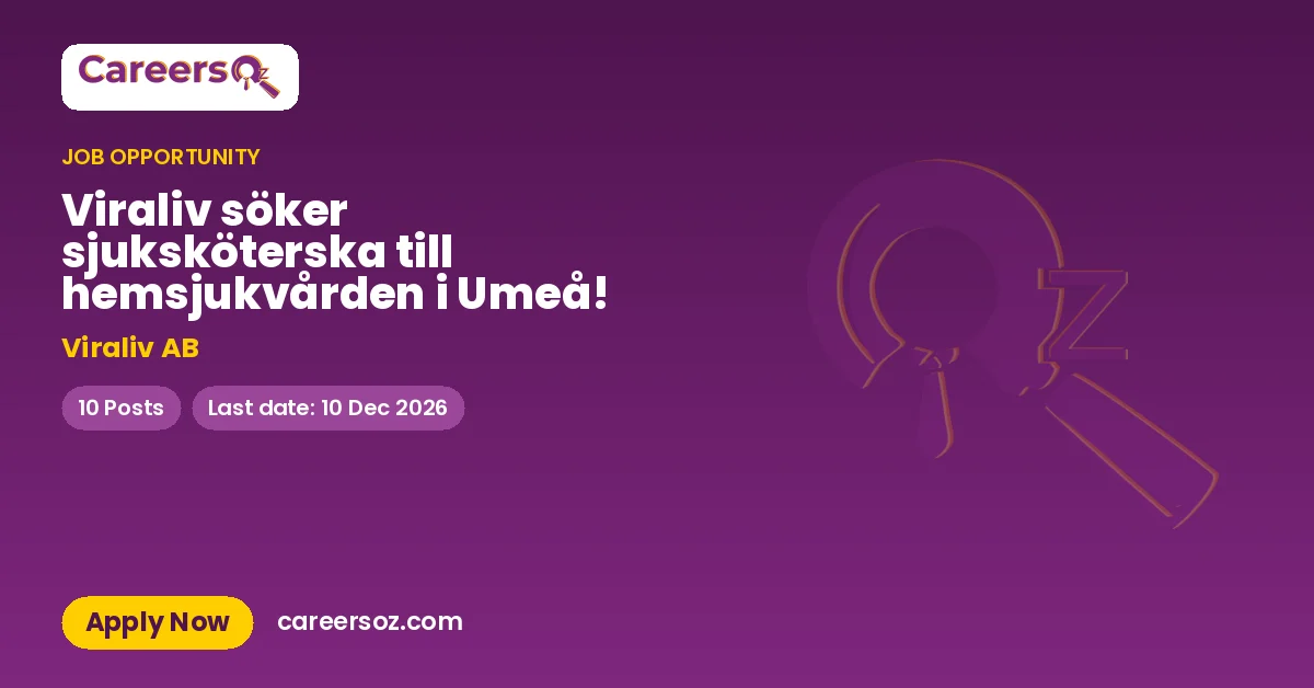 Viraliv söker sjuksköterska till hemsjukvården i Umeå! – Viraliv AB