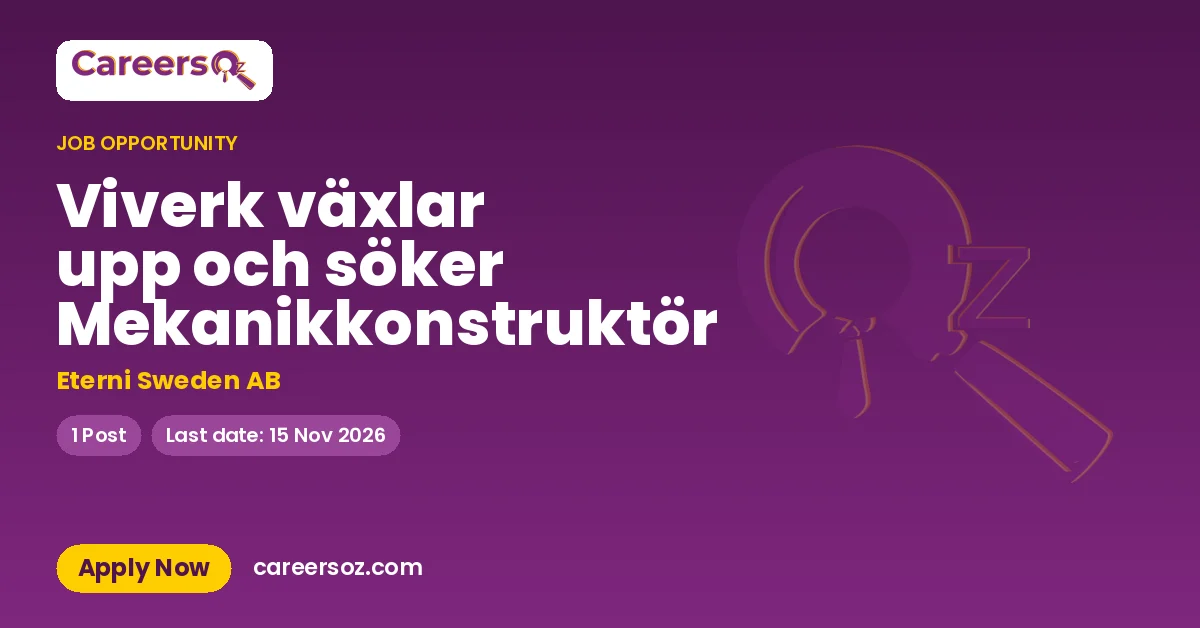 Viverk växlar upp och söker Mekanikkonstruktör – Eterni Sweden AB