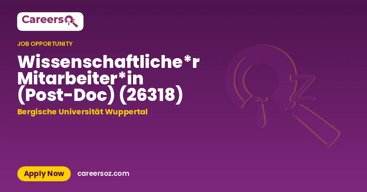 Wissenschaftliche*r Mitarbeiter*in (Post-Doc) (26318) – Bergische Universität Wuppertal