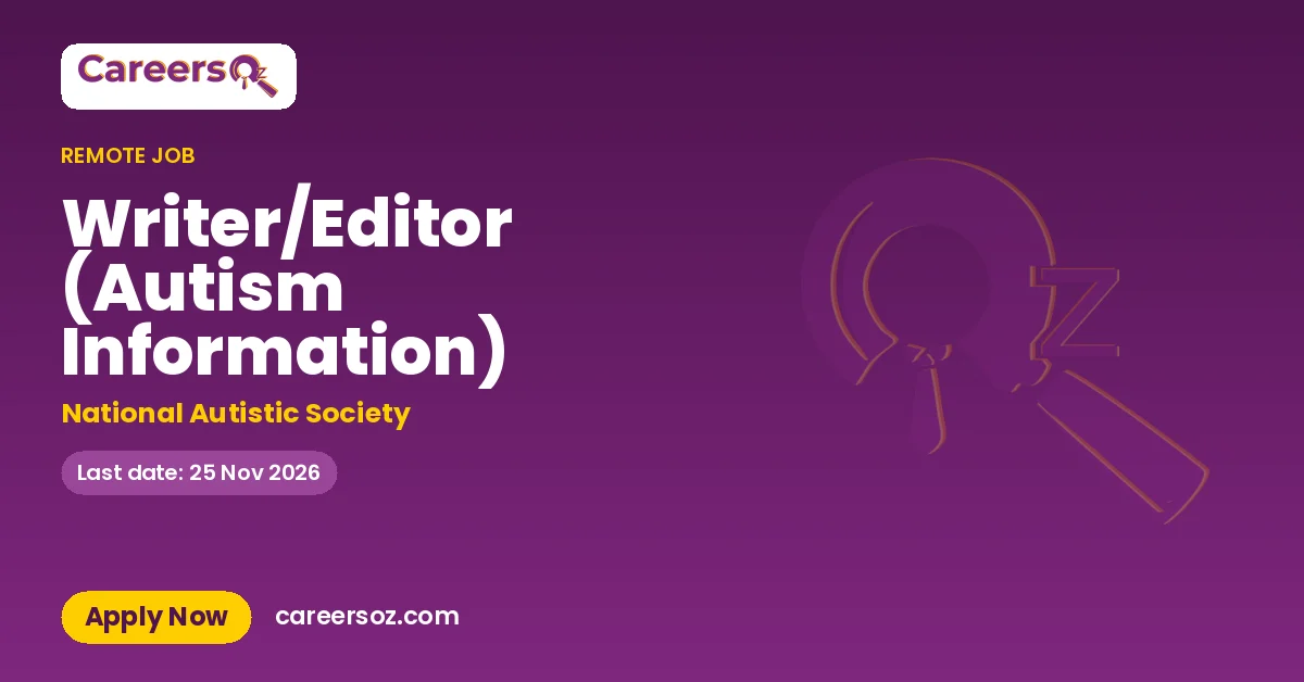 Writer/Editor (Autism Information) – National Autistic Society