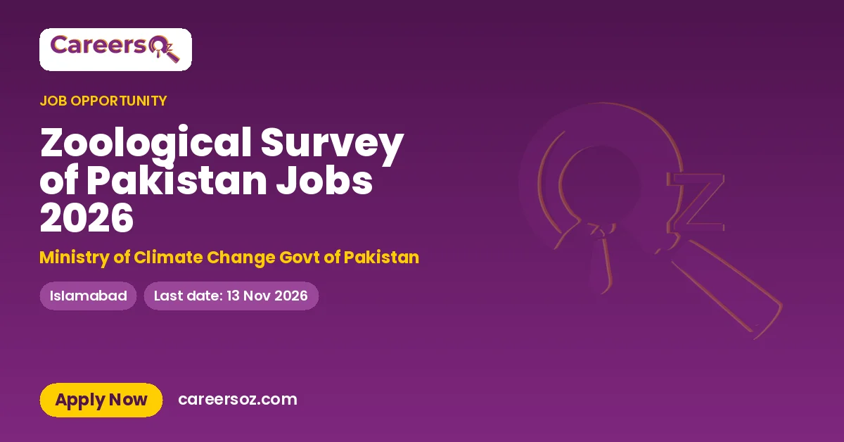 Zoological Survey of Pakistan Jobs 2026 – Ministry of Climate Change Govt of Pakistan